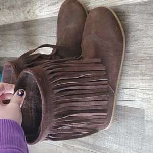 Nine West western fringe suede bootie